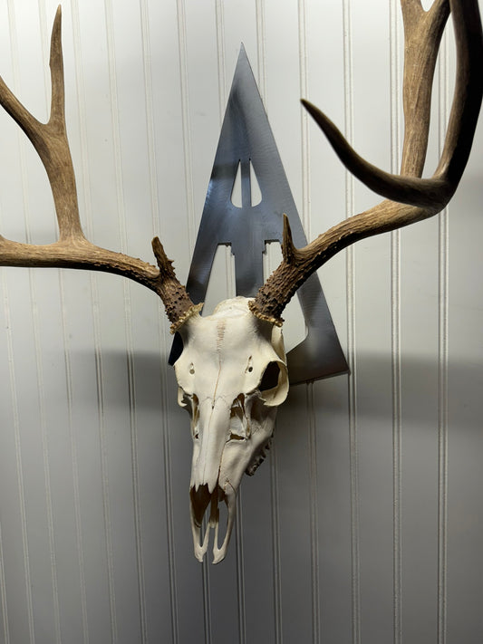 European deer mount hook- Broadhead - Arrowhead - Metal Sign - Hanger, Skull hanger mount - deer - antelope - bear